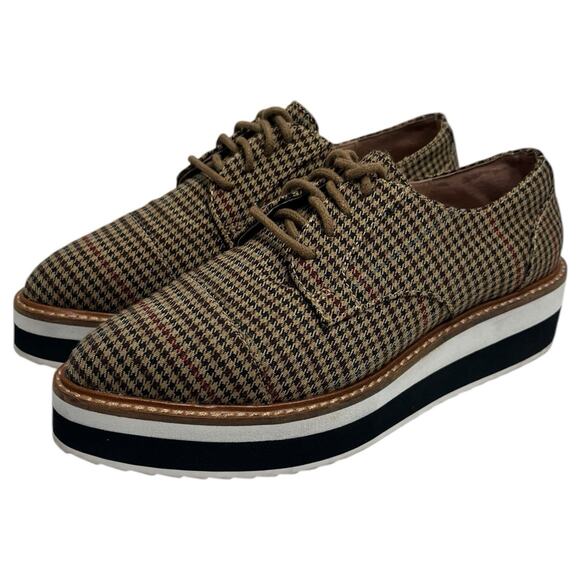 Halogen X Atlantic Pacific Womens 6.5 Brown Oxford Platform Gabriela Plaid - Picture 1 of 11